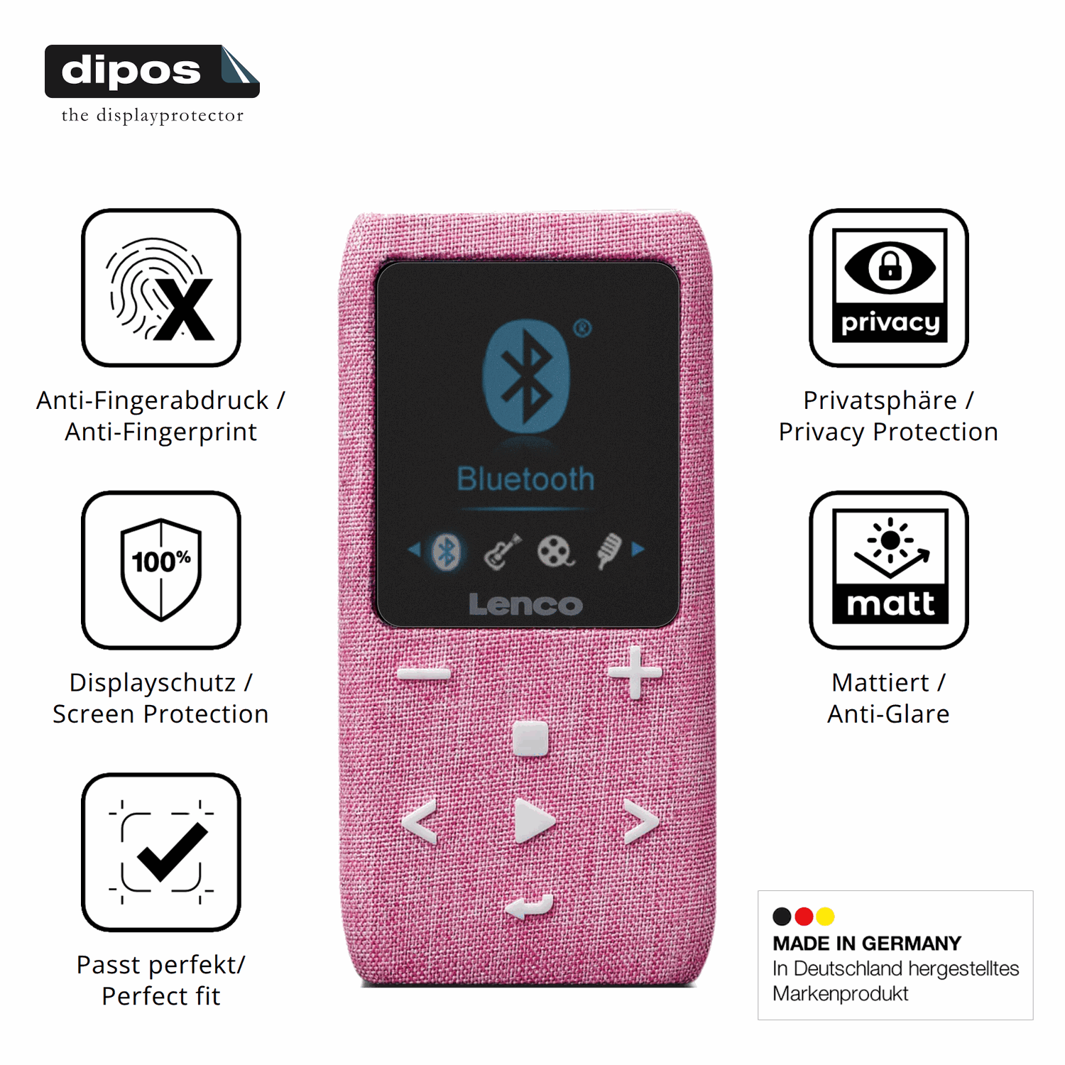 Privatsphäre-Schutz durch Sichtschutz-Folie passend zugeschnitten für LUCKDANO MP3-Player