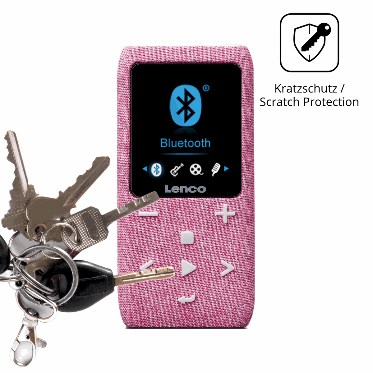 Schutz gegen Kratzer auf dem LUCKDANO MP3-Player Glas durch Schlüssel oder Ähnliches