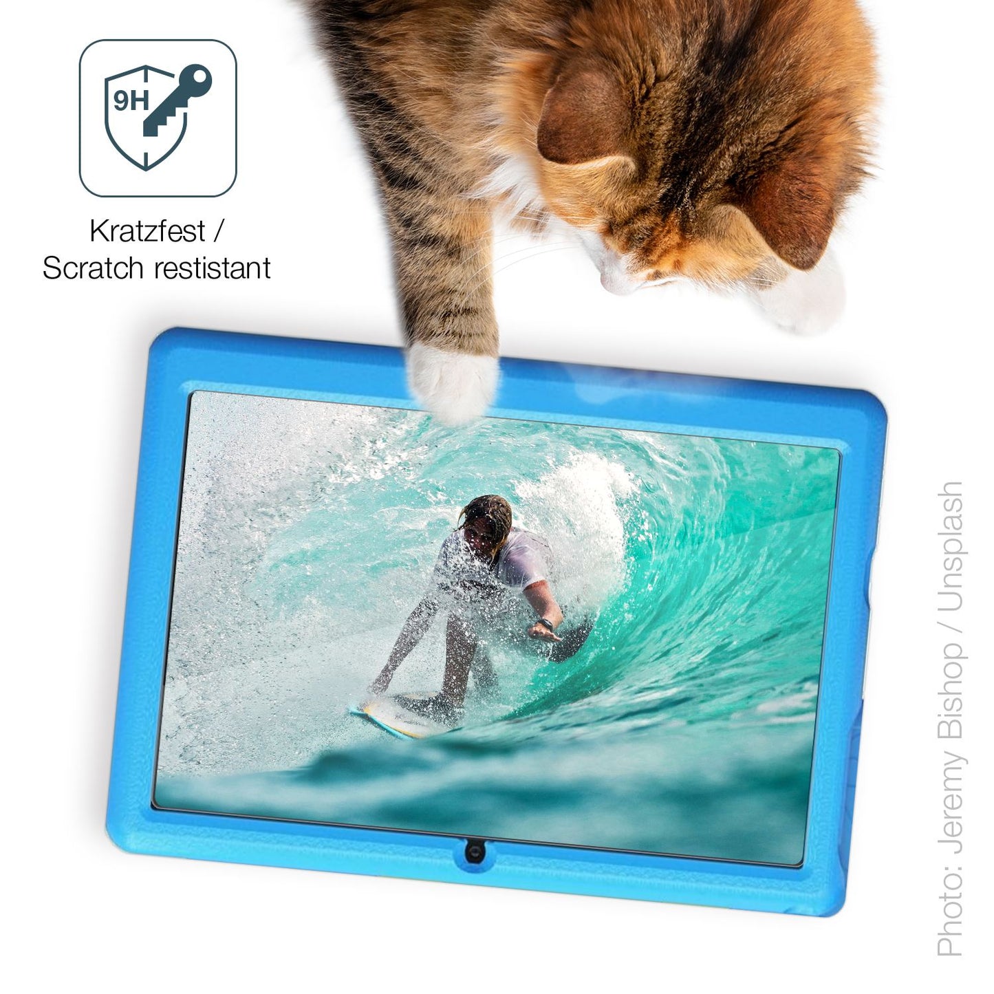 dipos Displayschutz für Lville Kinder Tablet, transparente Oberfläche, perfekte Passform auch für die Rundungen