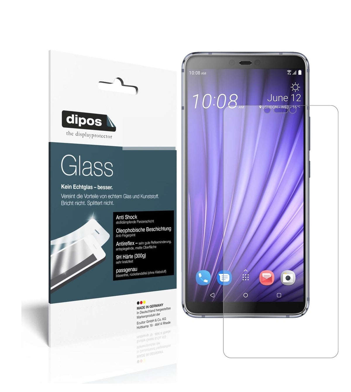 1x 9H Schutzfolie matt für HTC U19e Panzerfolie