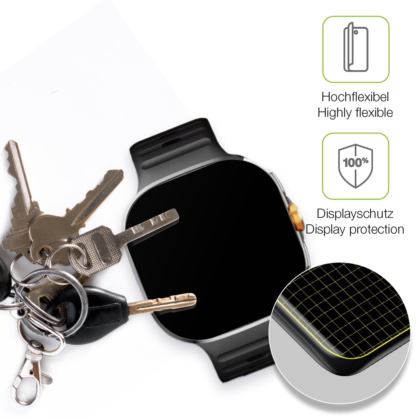 dipos Displayschutz für M99 2.4 Zoll Smartwatch, transparente Oberfläche, perfekte Passform auch für die Rundungen
