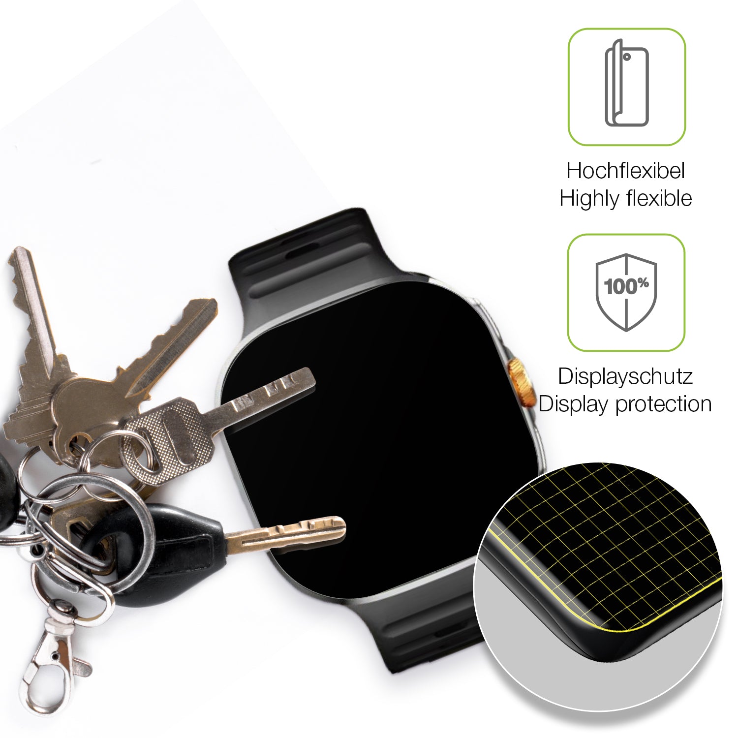 dipos Displayschutz für M99 2.4 Zoll Smartwatch, transparente Oberfläche, perfekte Passform auch für die Rundungen