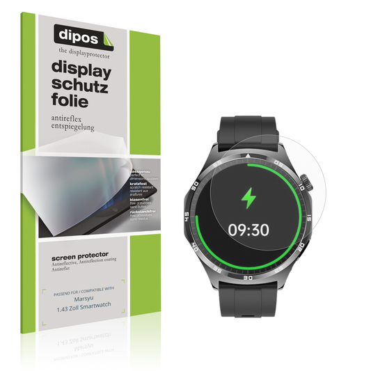 Matte Displayschutzfolie von dipos passend für marsyu1.43 zoll smartwatch, präziser Zuschnitt und blasenfrei montiert