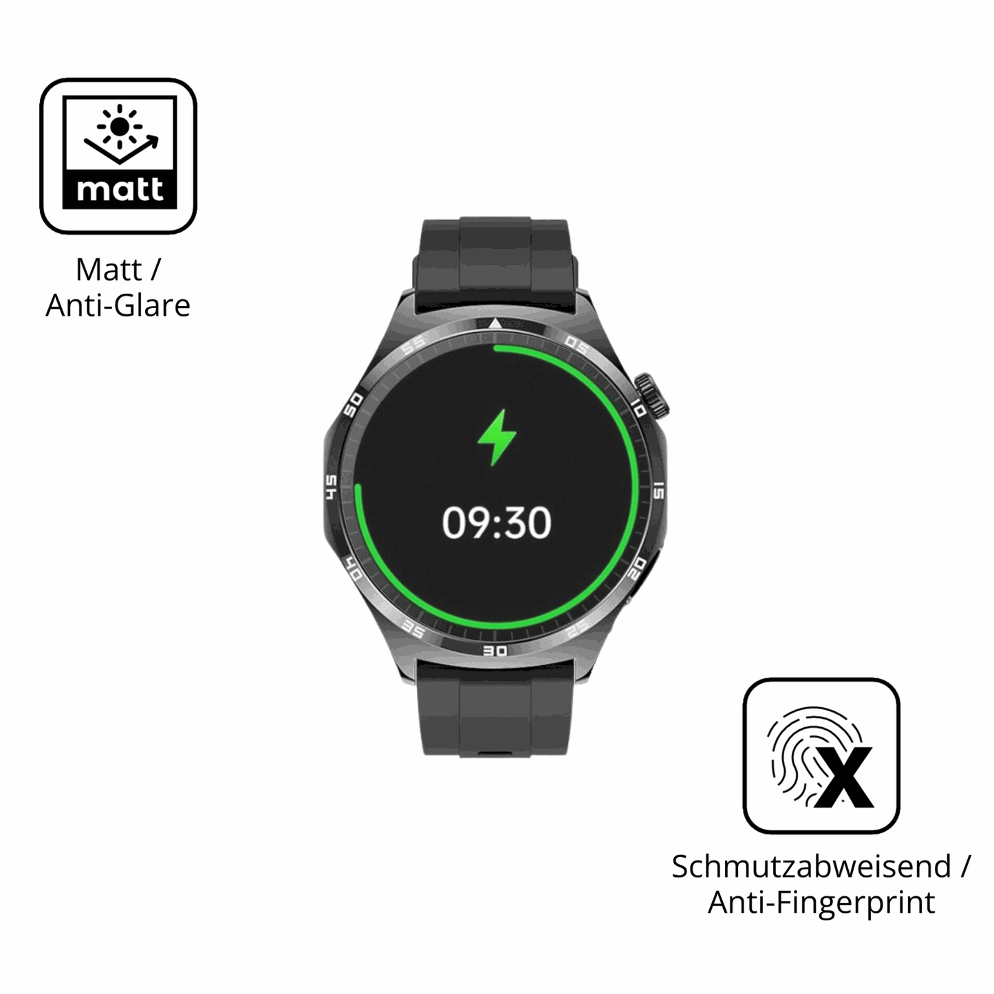 Dünne und entspiegelnde Folie passend zugeschnitten für marsyu1.43 zoll smartwatch