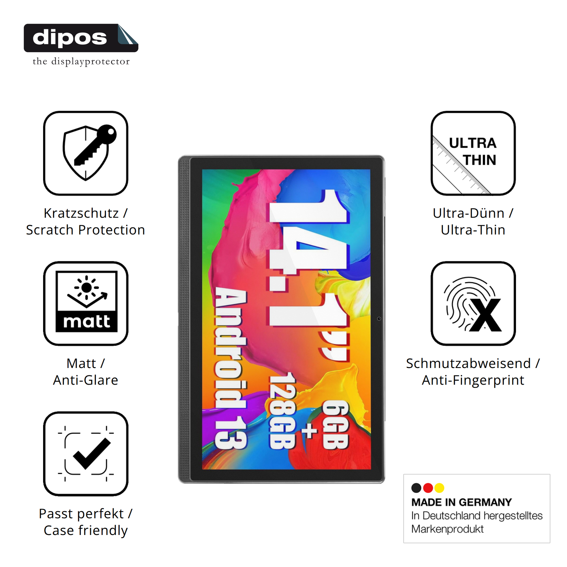 Displayschutz hergestellt in Deutschland, höchste Qualität made in Germany