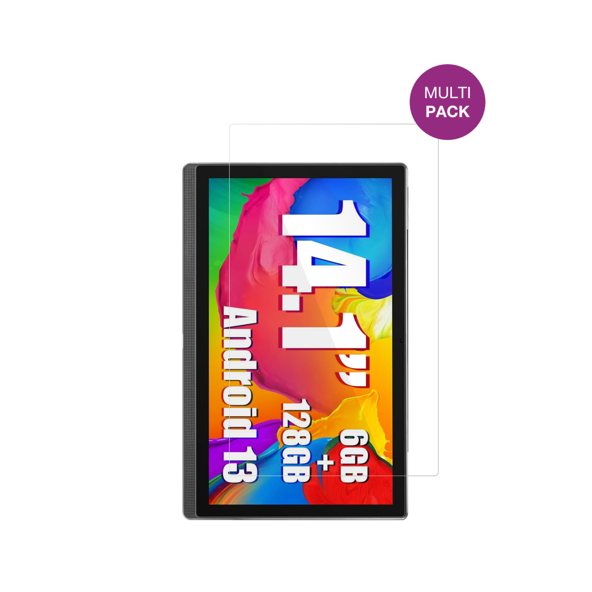 Masewo14 Zoll Tablet mit aufgebrachter dipos Displayschutzfolie, glasklare Darstellung ohne Einschränkungen