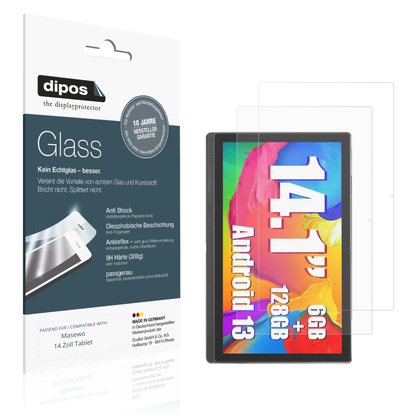 Matte Displayschutzfolie von dipos passend für Masewo 14 Zoll Tablet, 9H kratzfest und blasenfrei montiert