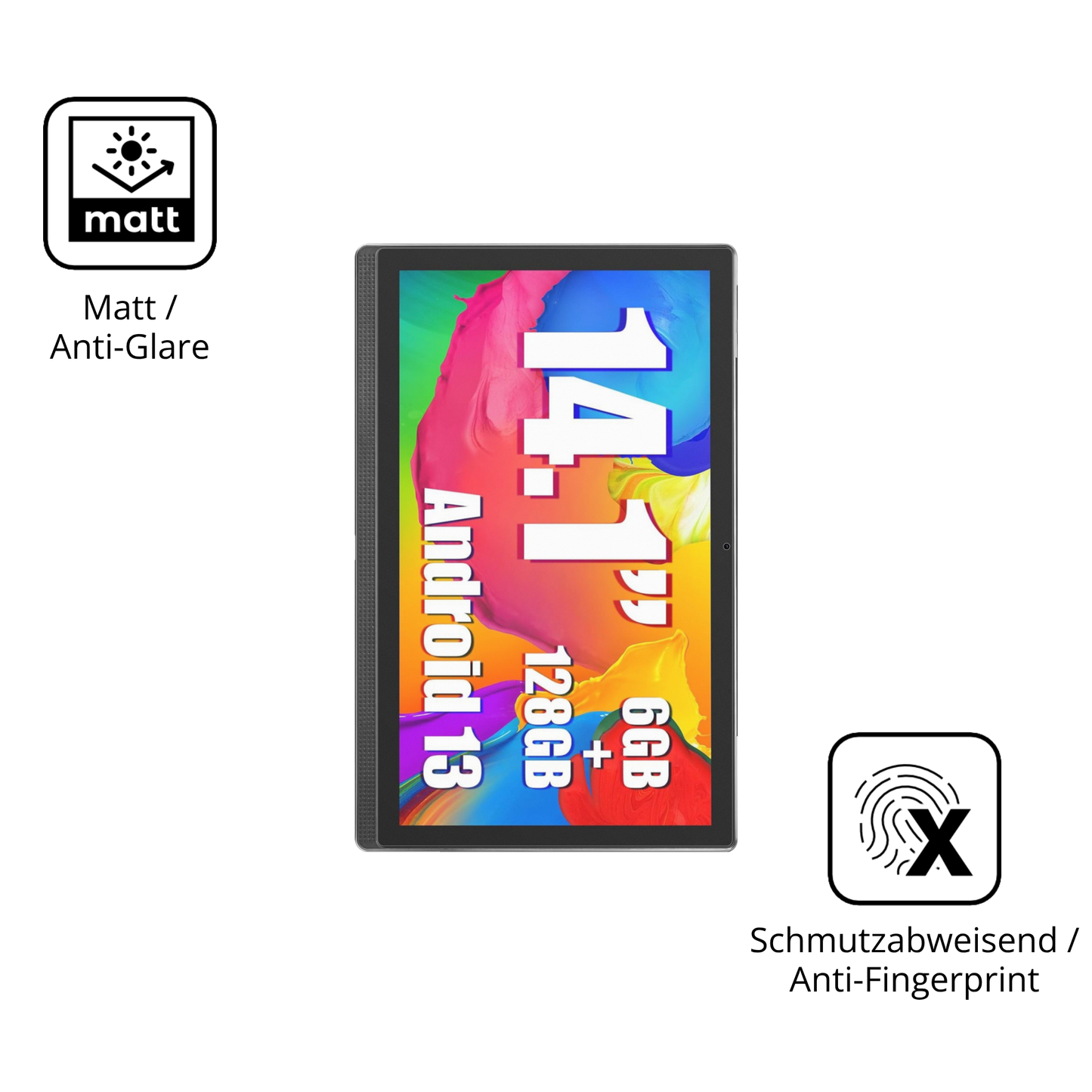 9H Hartbeschichtete, flexible Folie passend zugeschnitten für Masewo 14 Zoll Tablet