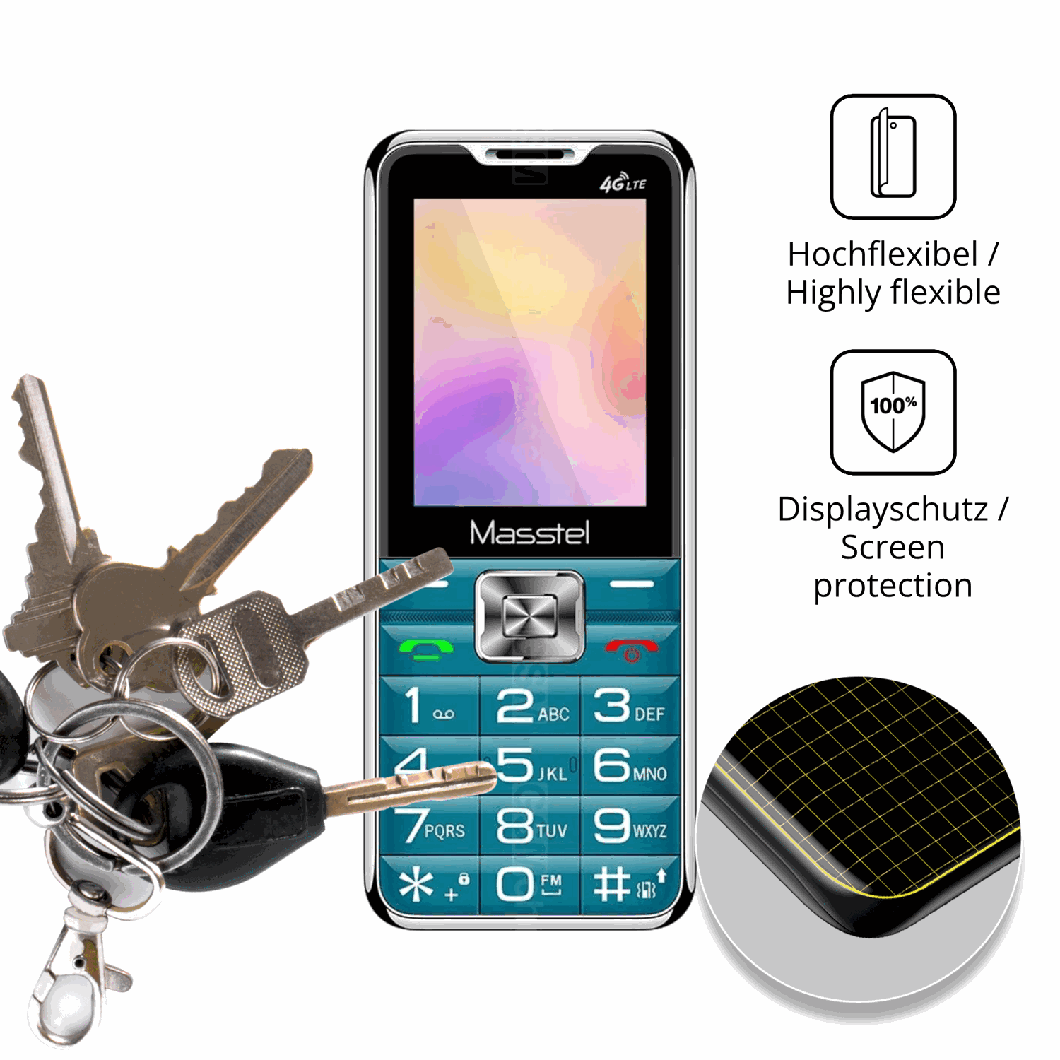 dipos Displayschutz für Masstel Izi 30, transparente Oberfläche, geringe Dicke und perfekte Passform