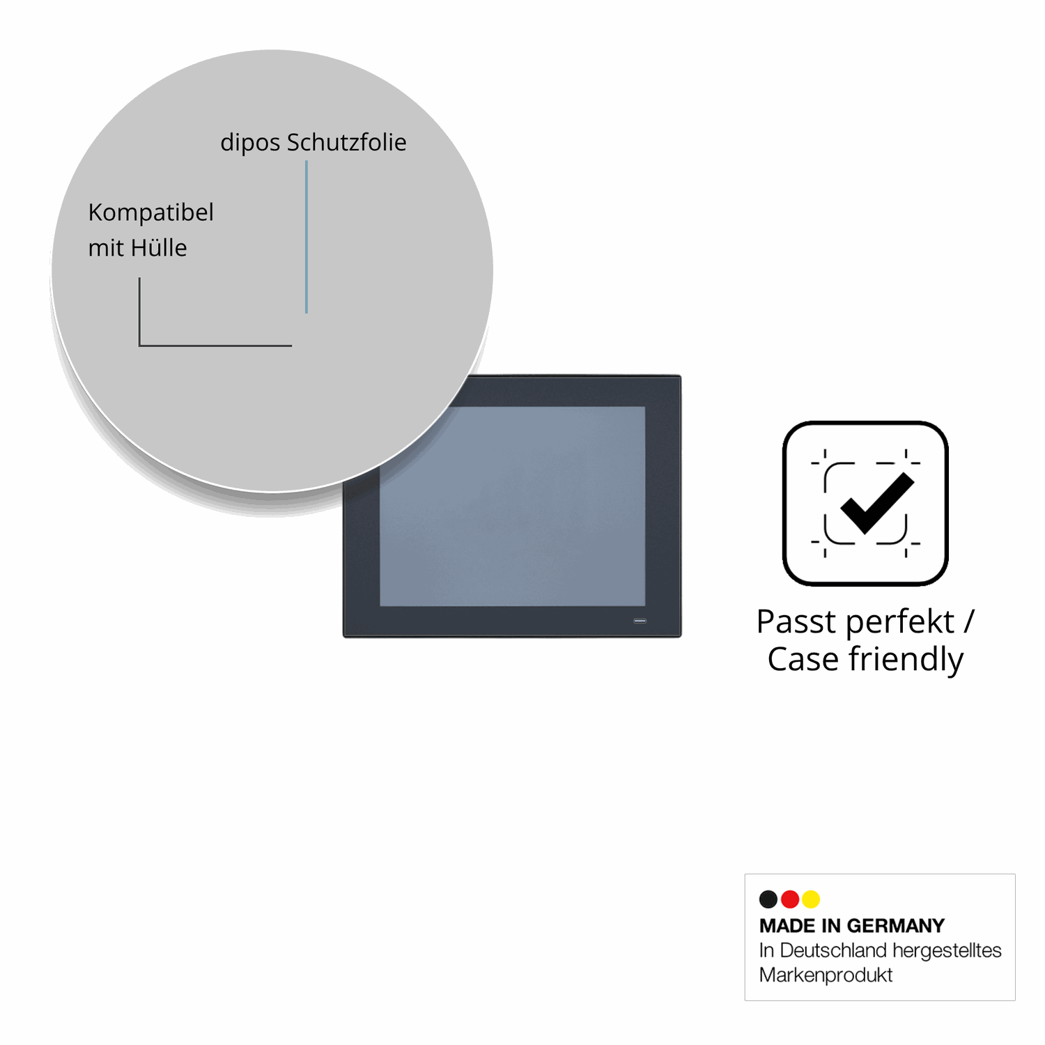 Schutzfolie mit optimaler Passform, zur Verwendung mit Hüllen geeignet