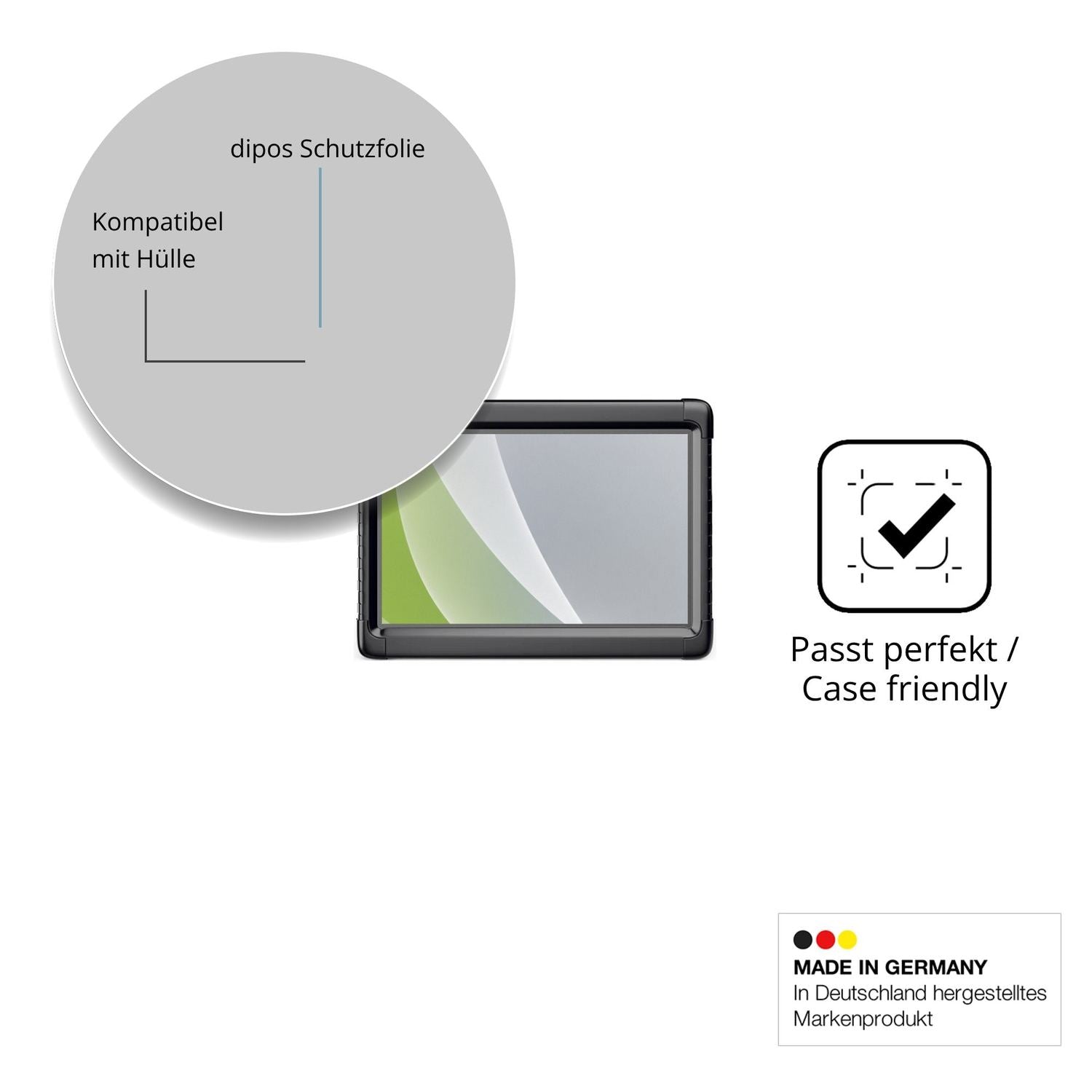 Schutzfolie mit optimaler Passform, zur Verwendung mit Hüllen geeignet