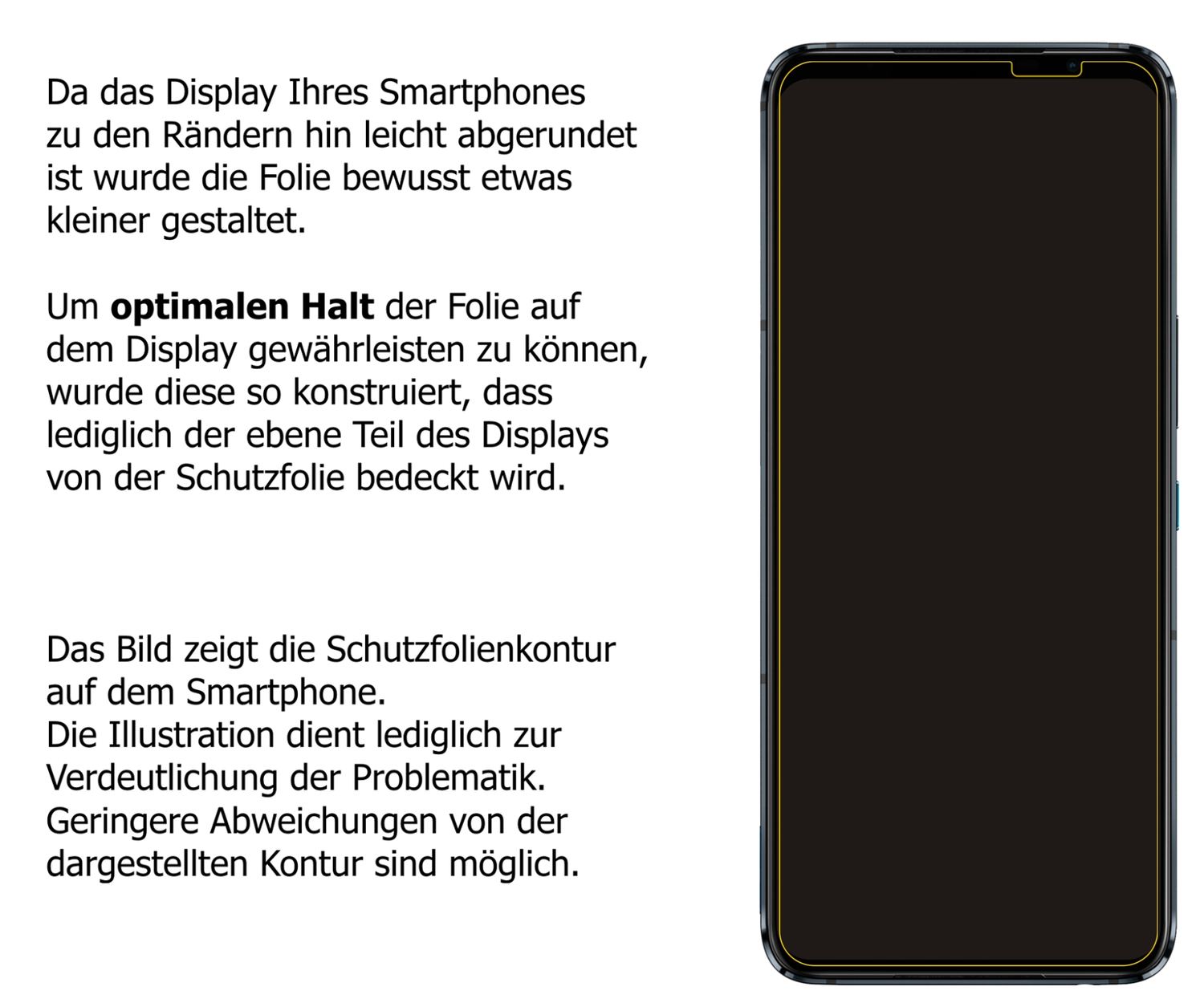 Schutzfolie mit optimaler Passform, zur Verwendung mit Hüllen geeignet