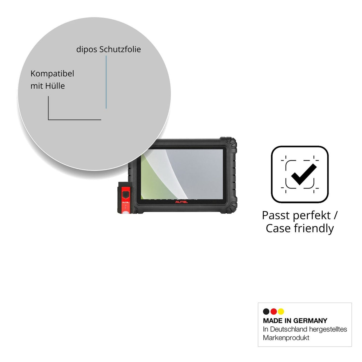 Schutzfolie mit optimaler Passform, zur Verwendung mit Hüllen geeignet