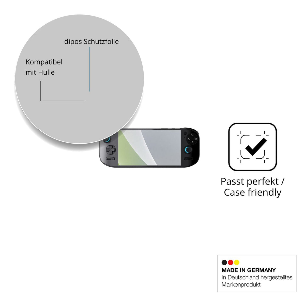 Schutzfolie mit optimaler Passform, zur Verwendung mit Hüllen geeignet