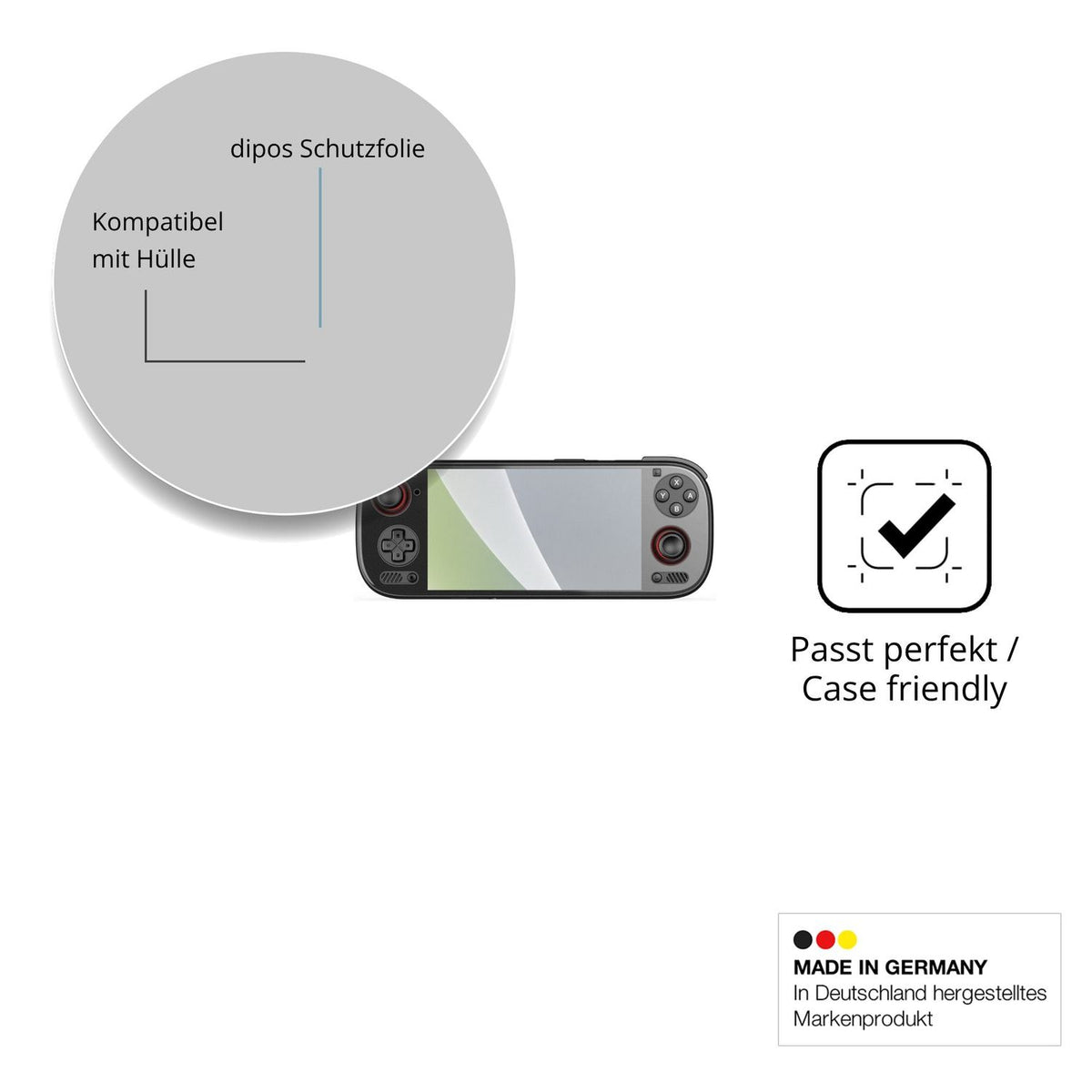 Schutzfolie mit optimaler Passform, zur Verwendung mit Hüllen geeignet