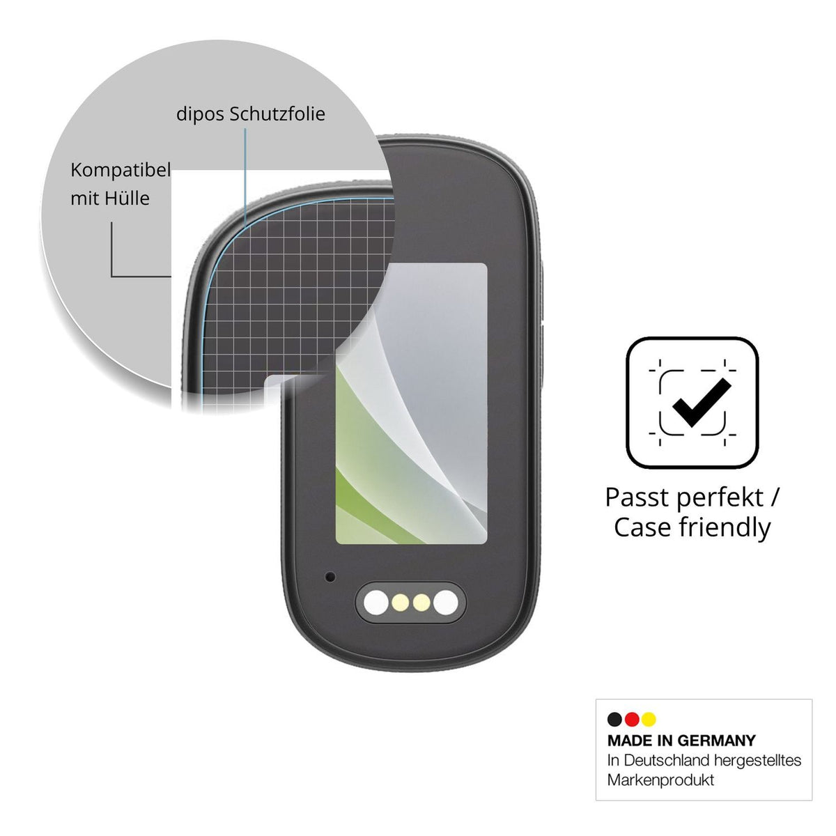 Schutzfolie mit optimaler Passform, zur Verwendung mit Hüllen geeignet