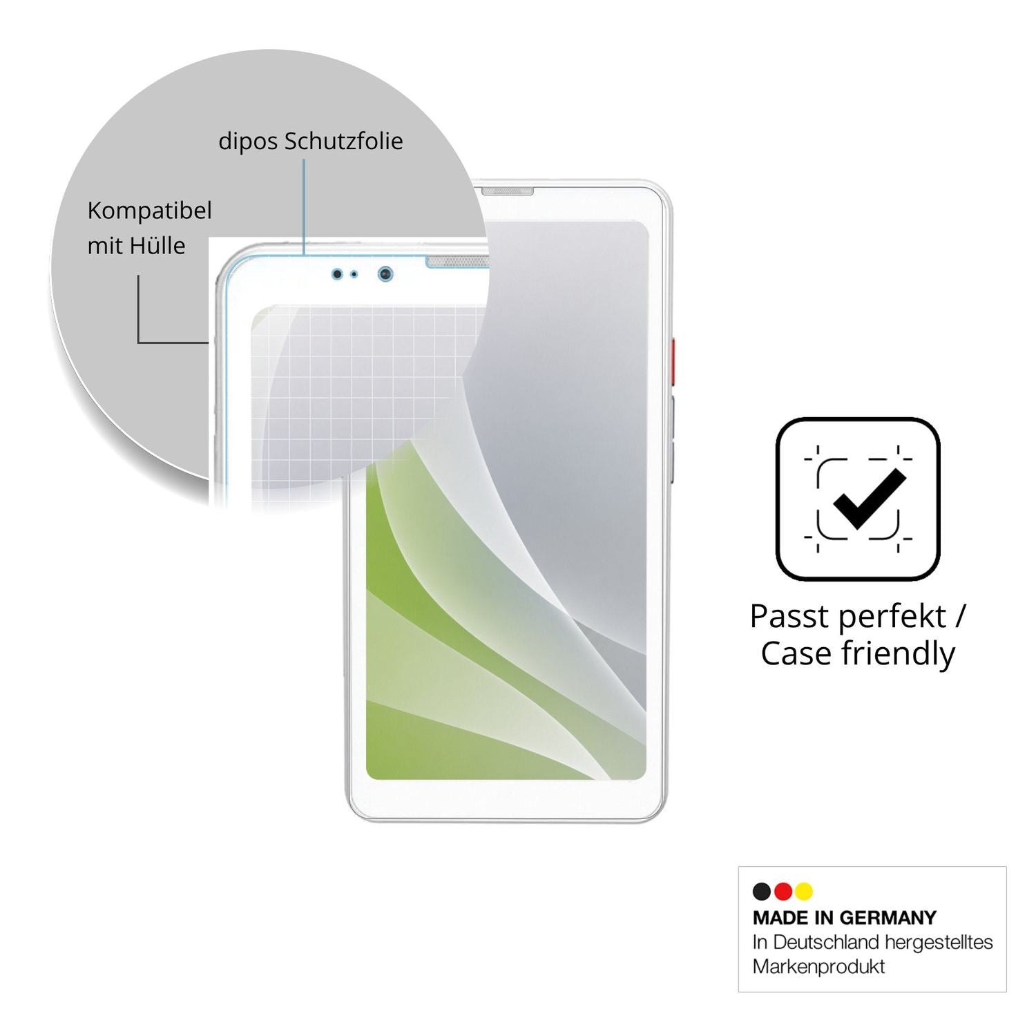 Schutzfolie mit optimaler Passform, zur Verwendung mit Hüllen geeignet