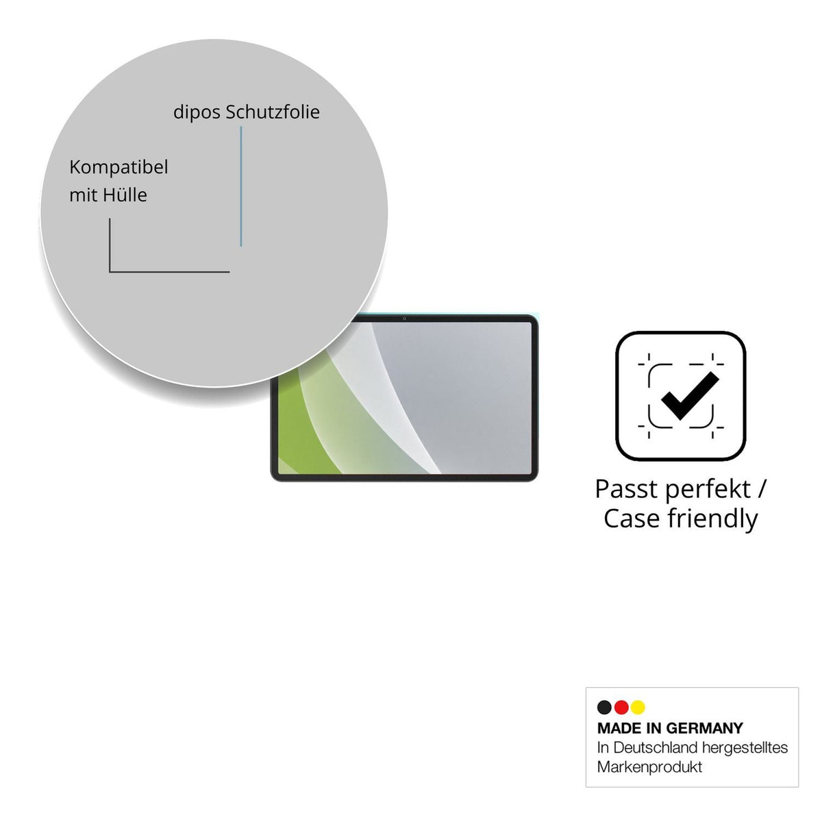 Schutzfolie mit optimaler Passform, zur Verwendung mit Hüllen geeignet