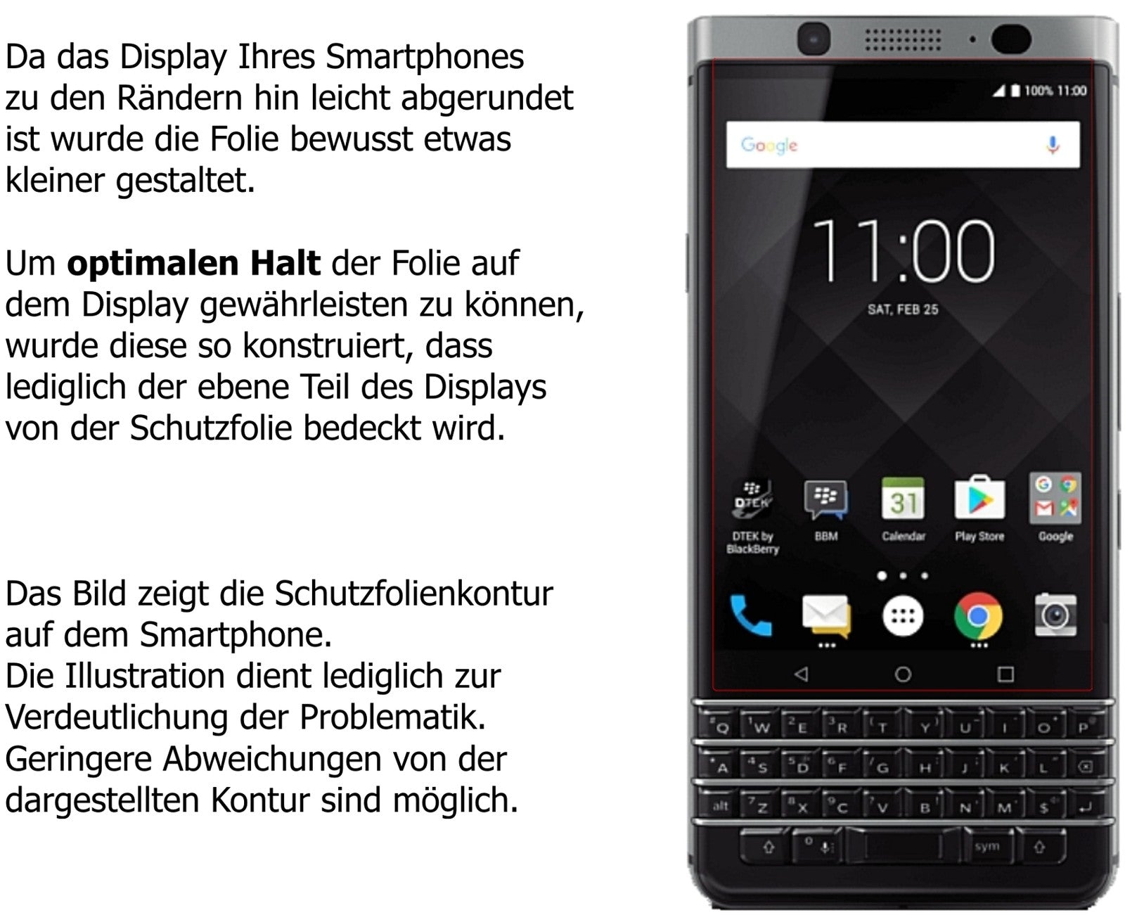 Schutzfolie mit optimaler Passform, zur Verwendung mit Hüllen geeignet