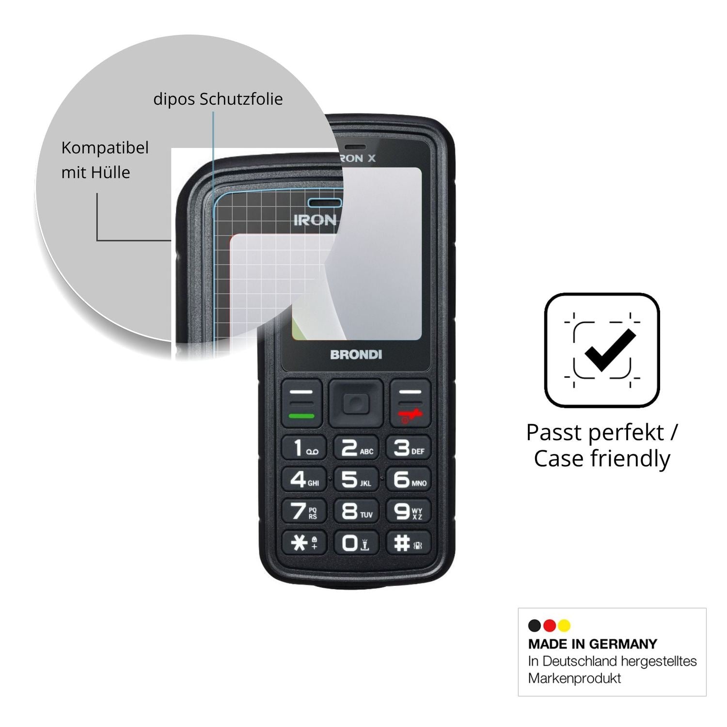 Schutzfolie mit optimaler Passform, zur Verwendung mit Hüllen geeignet