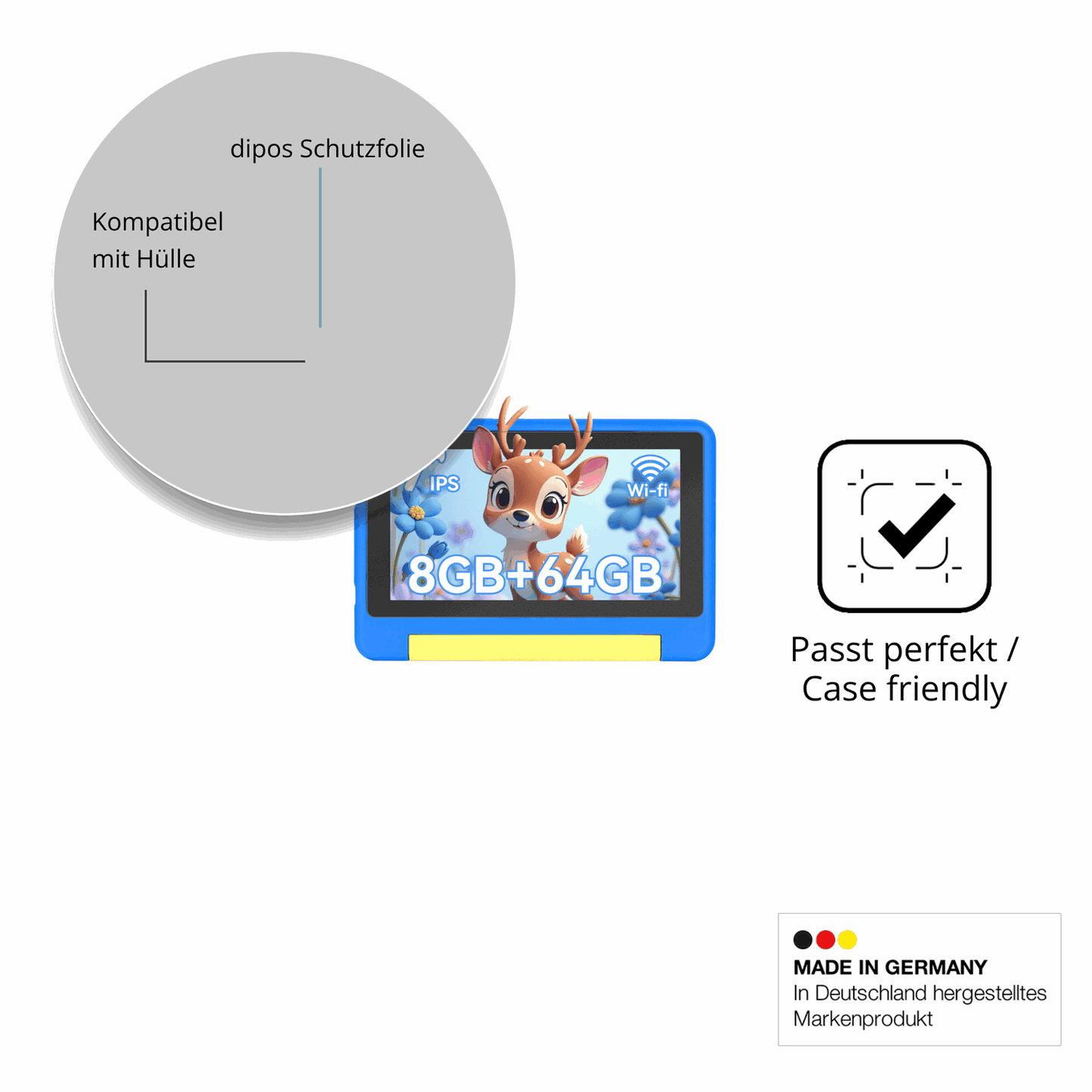 Schutzfolie mit optimaler Passform, zur Verwendung mit Hüllen geeignet