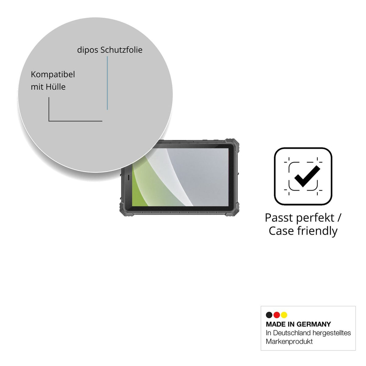 Schutzfolie mit optimaler Passform, zur Verwendung mit Hüllen geeignet