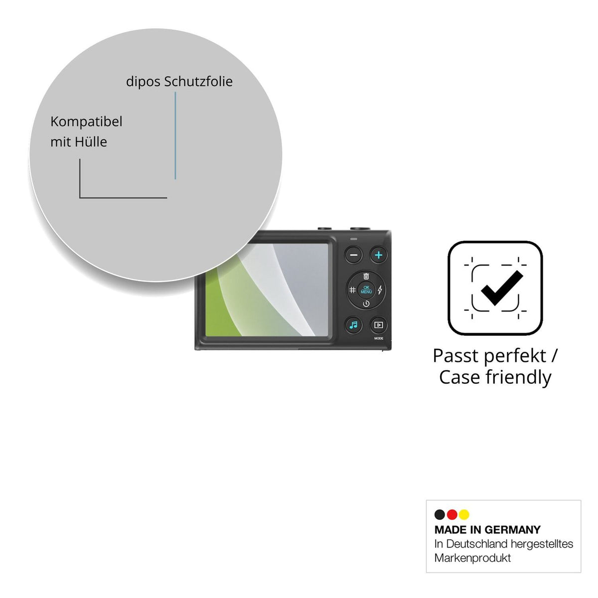 Schutzfolie mit optimaler Passform, zur Verwendung mit Hüllen geeignet