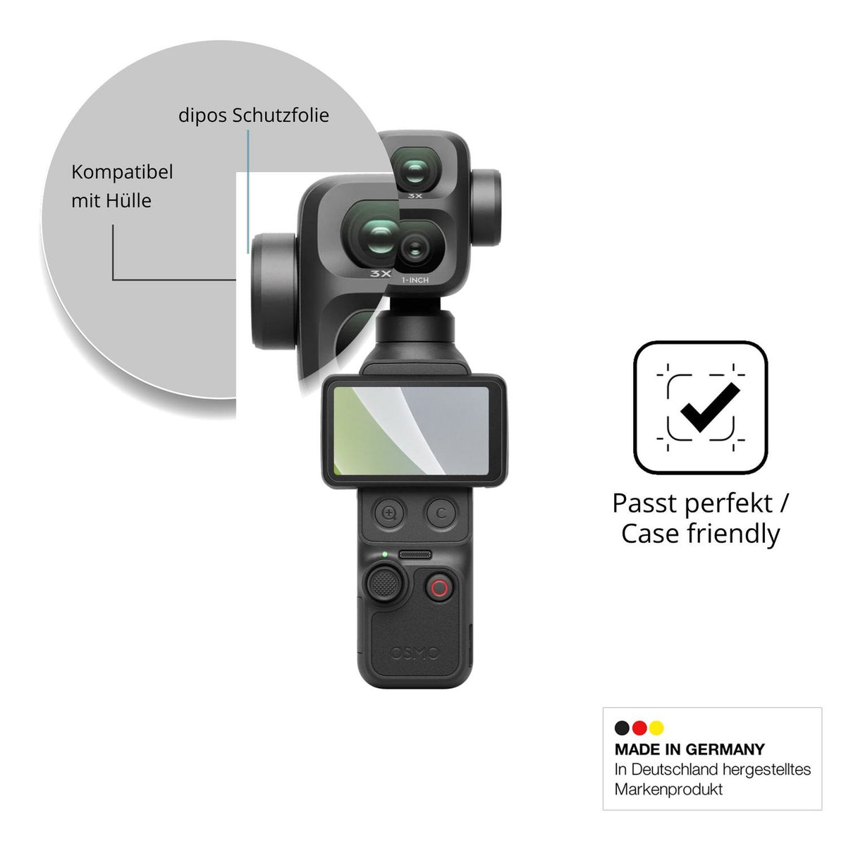 Schutzfolie mit optimaler Passform, zur Verwendung mit Hüllen geeignet