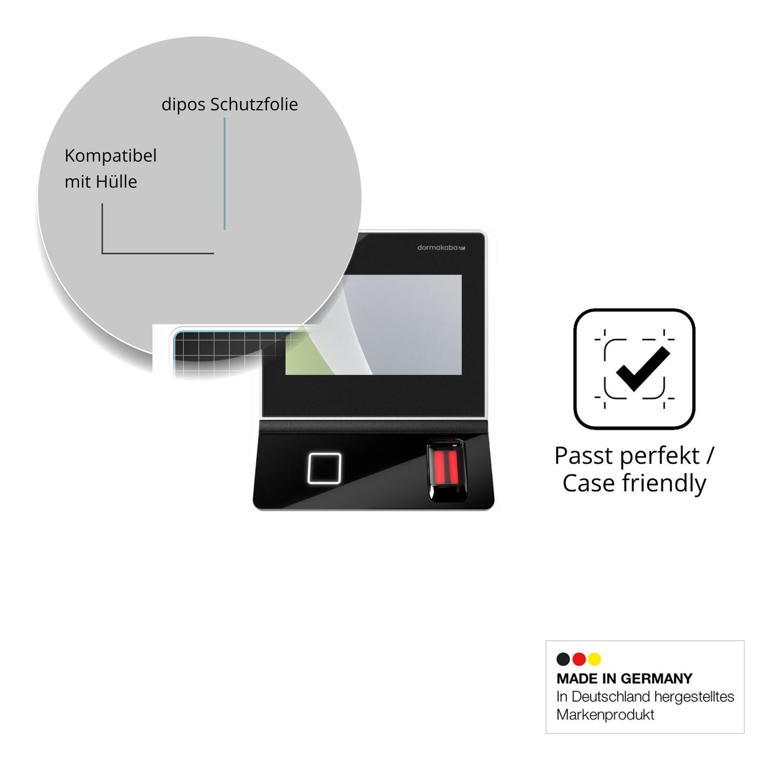 Schutzfolie mit optimaler Passform, zur Verwendung mit Hüllen geeignet
