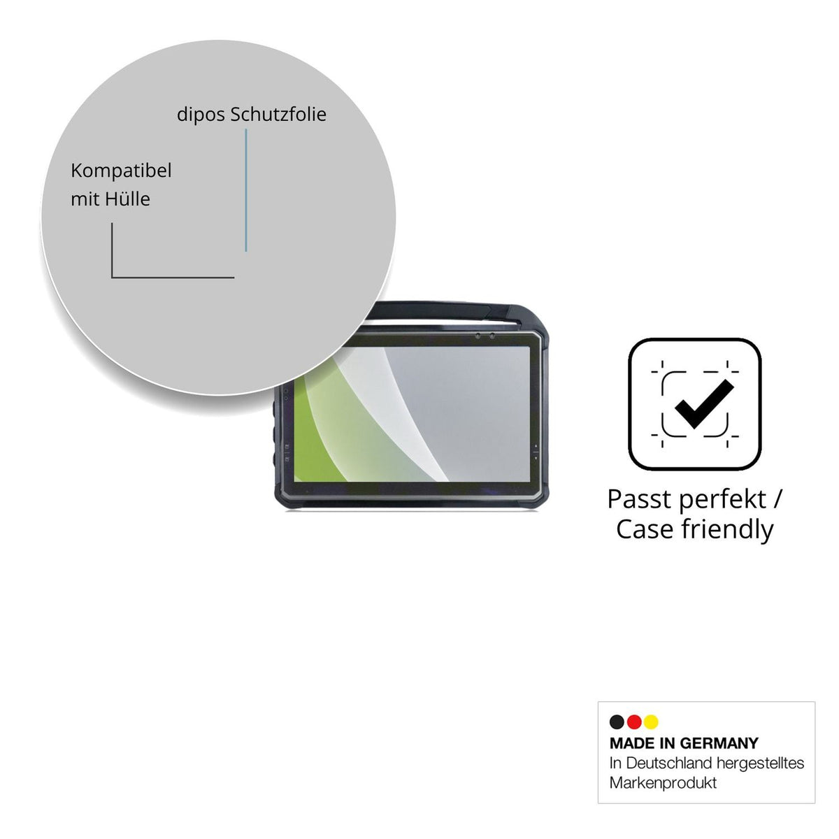 Schutzfolie mit optimaler Passform, zur Verwendung mit Hüllen geeignet