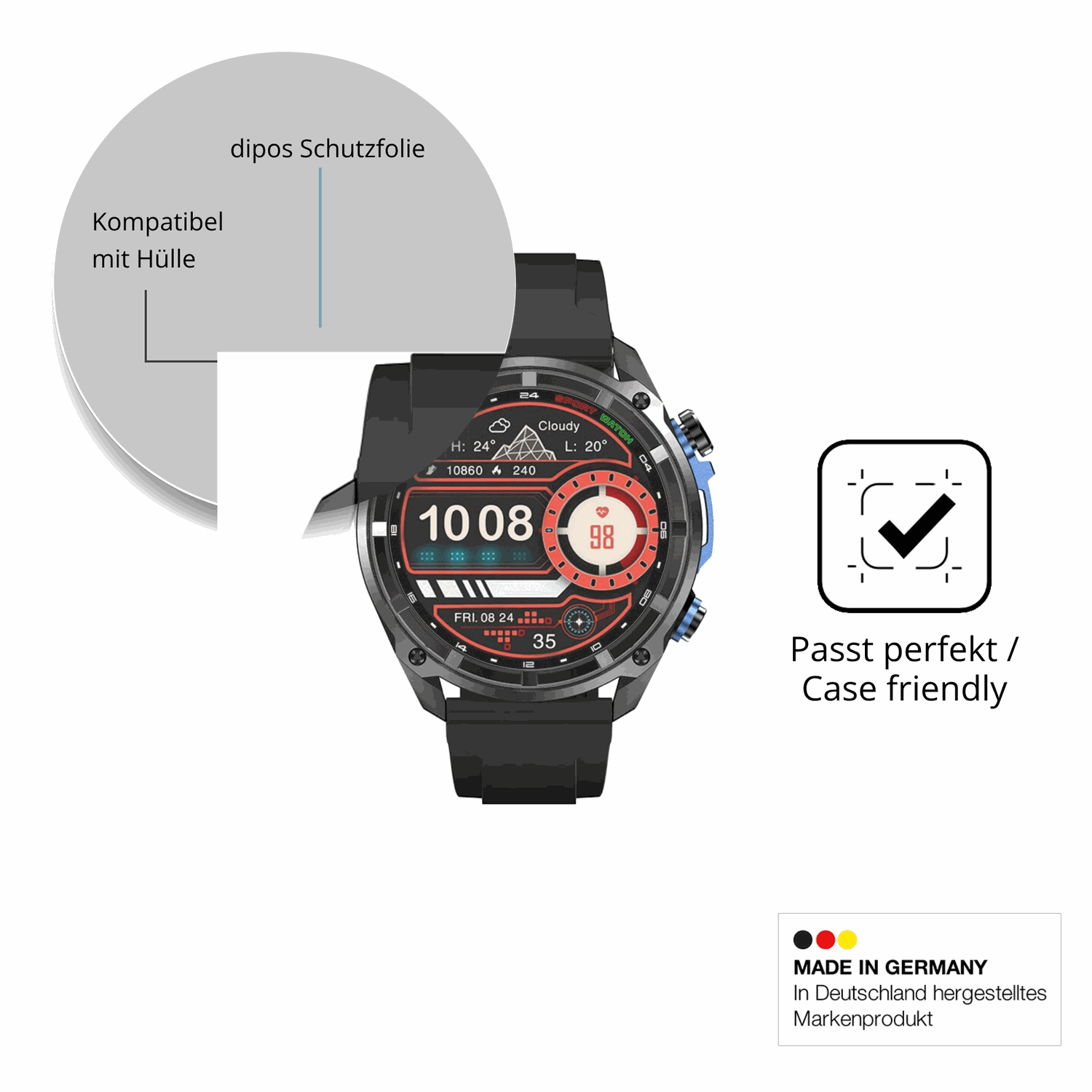 Schutzfolie mit optimaler Passform, zur Verwendung mit H�llen geeignet