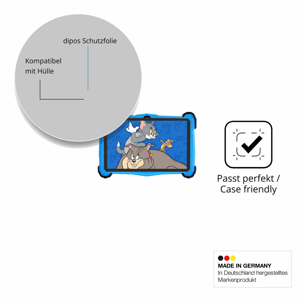 Schutzfolie mit optimaler Passform, zur Verwendung mit Hüllen geeignet
