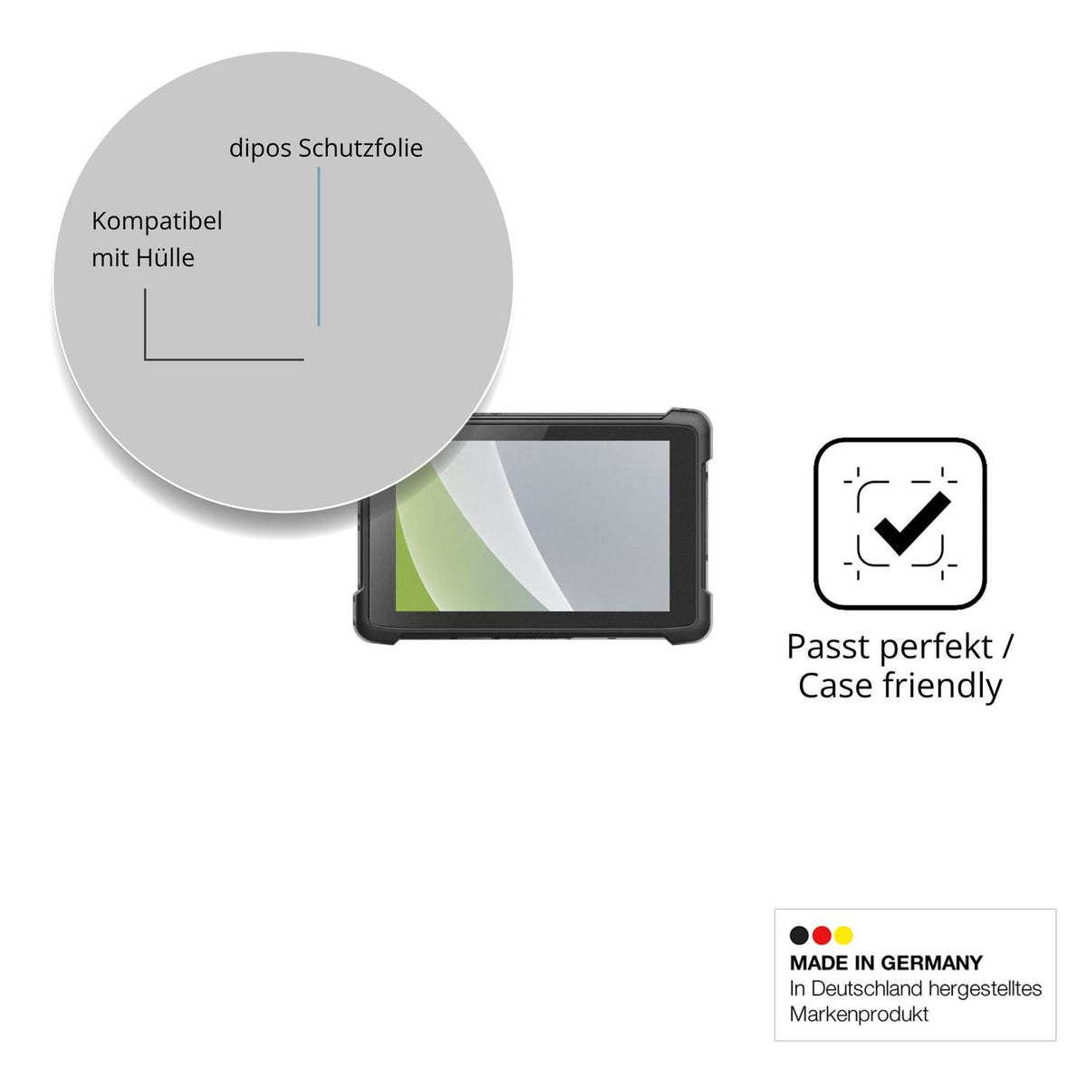 Schutzfolie mit optimaler Passform, zur Verwendung mit Hüllen geeignet