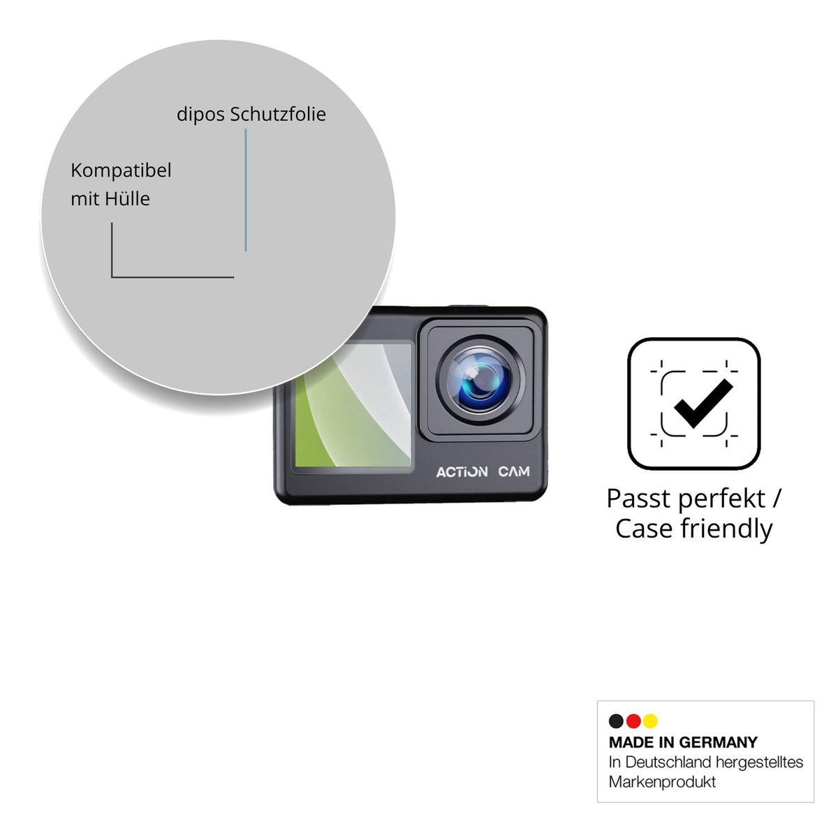 Schutzfolie mit optimaler Passform, zur Verwendung mit Hüllen geeignet