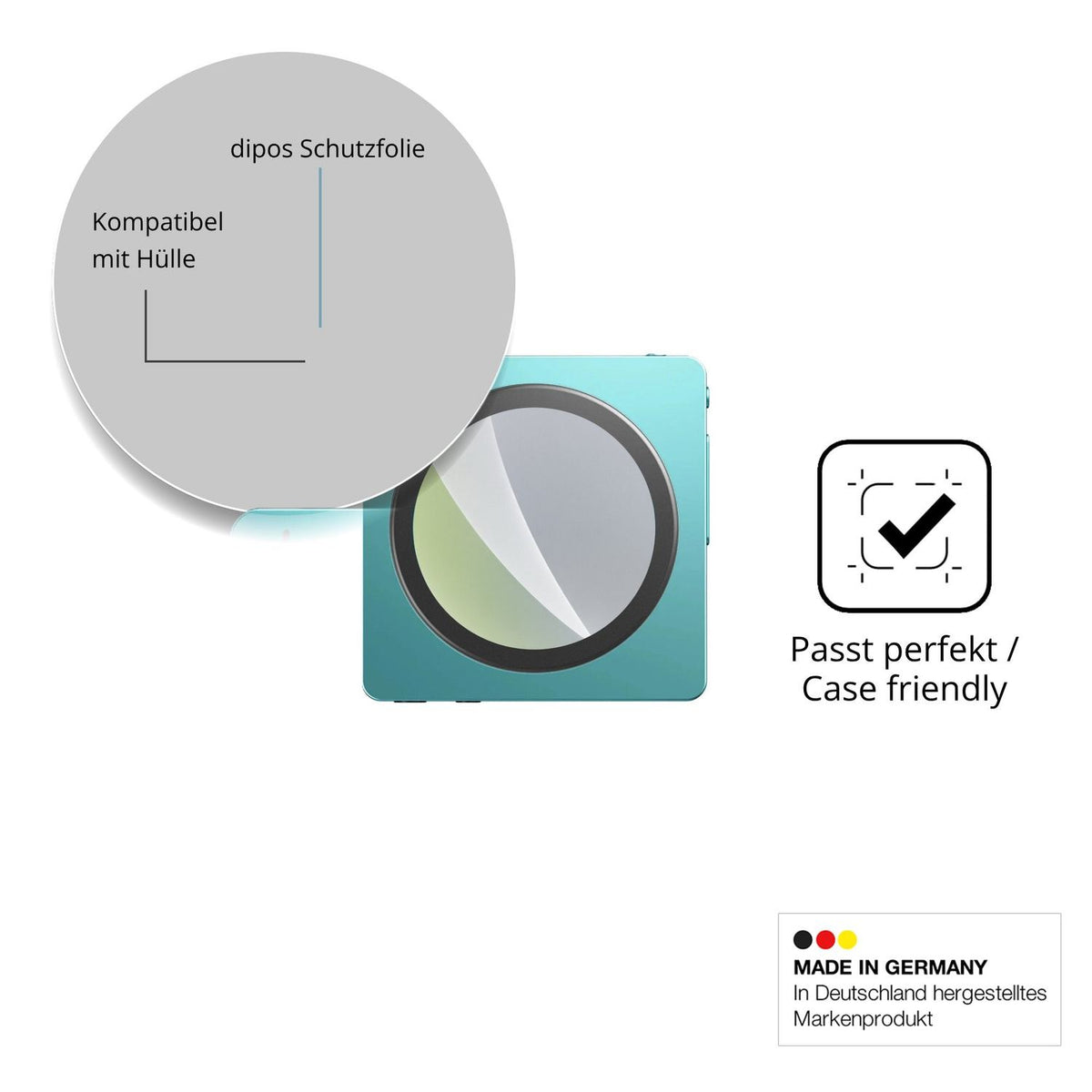 Schutzfolie mit optimaler Passform, zur Verwendung mit Hüllen geeignet