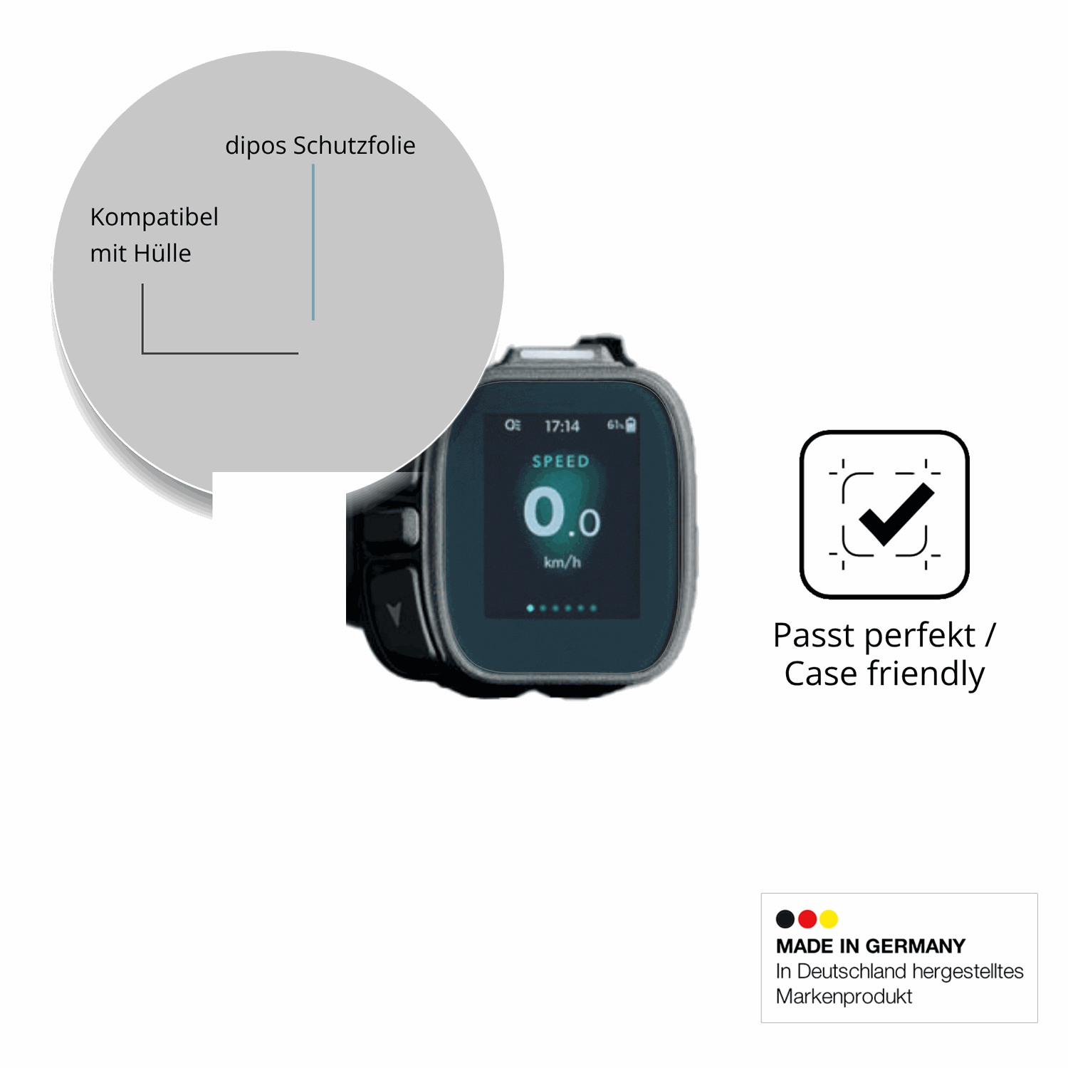 Schutzfolie mit optimaler Passform, zur Verwendung mit Hüllen geeignet