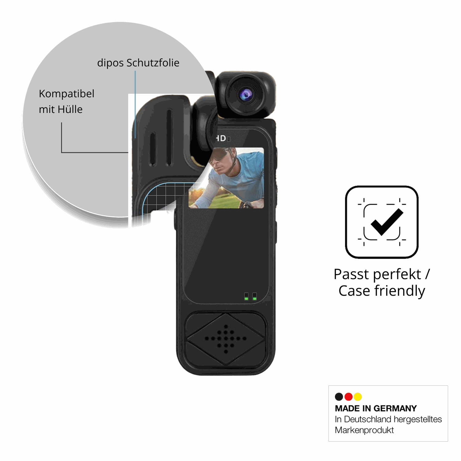 Schutzfolie mit optimaler Passform, zur Verwendung mit Hüllen geeignet