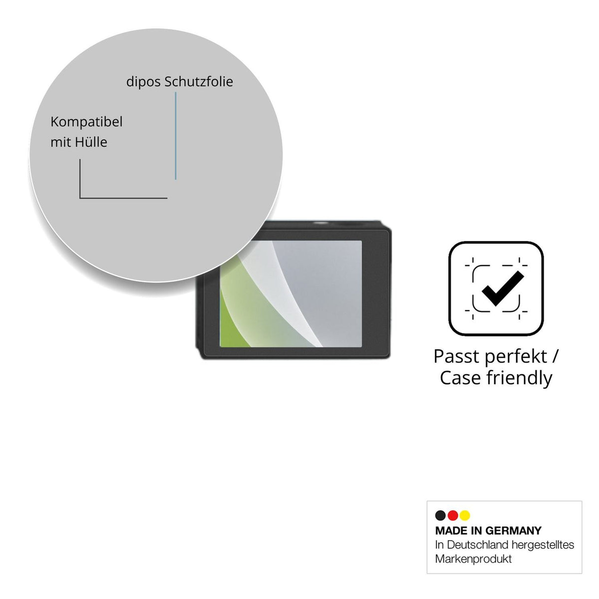 Schutzfolie mit optimaler Passform, zur Verwendung mit Hüllen geeignet