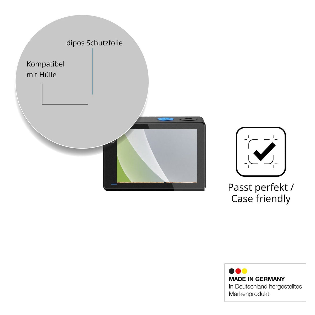 Schutzfolie mit optimaler Passform, zur Verwendung mit Hüllen geeignet