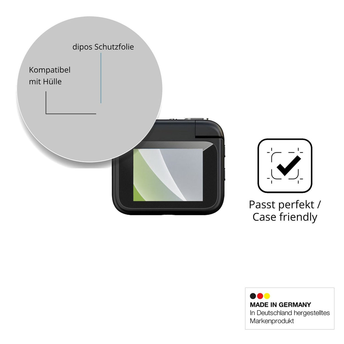 Schutzfolie mit optimaler Passform, zur Verwendung mit Hüllen geeignet