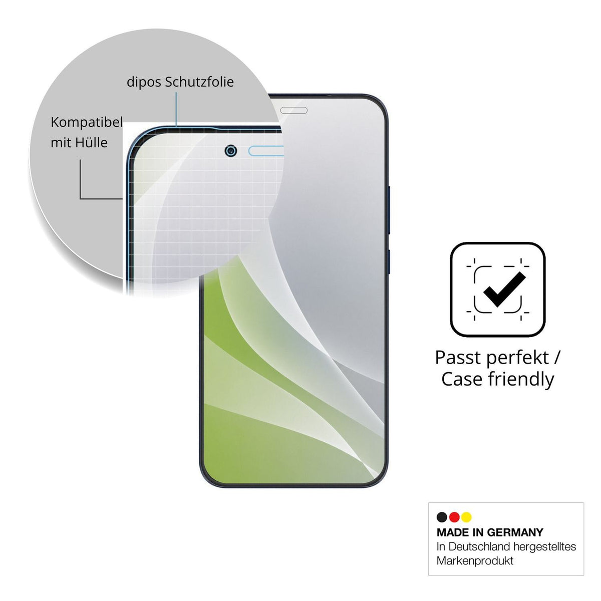 Schutzfolie mit optimaler Passform, zur Verwendung mit Hüllen geeignet