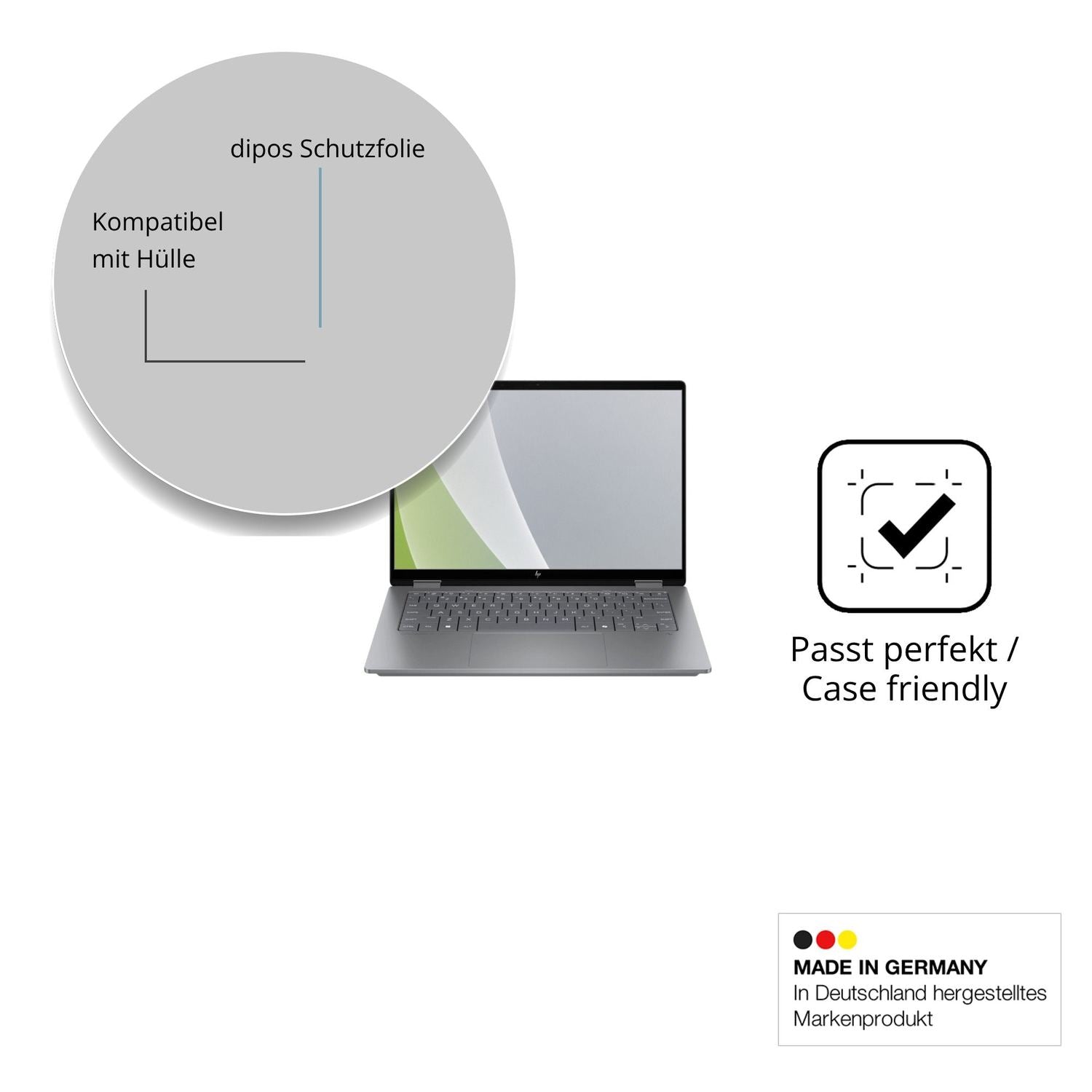 Schutzfolie mit optimaler Passform, zur Verwendung mit Hüllen geeignet