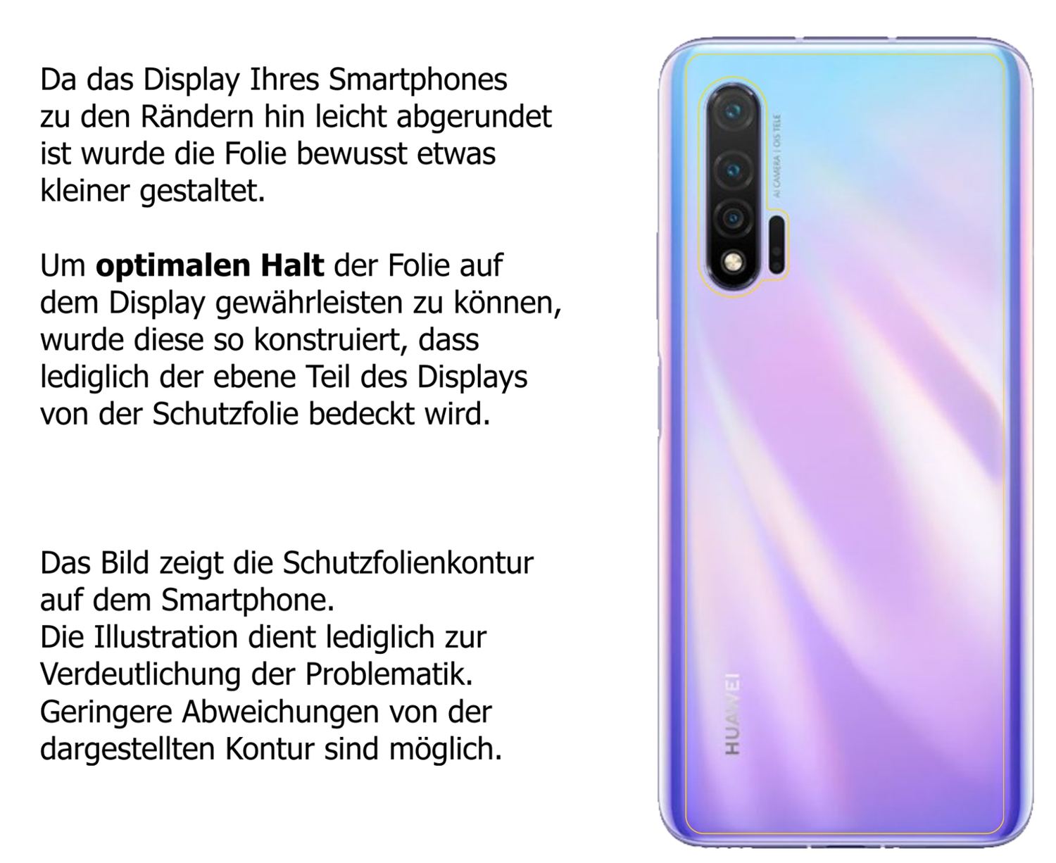 Schutzfolie mit optimaler Passform, zur Verwendung mit Hüllen geeignet