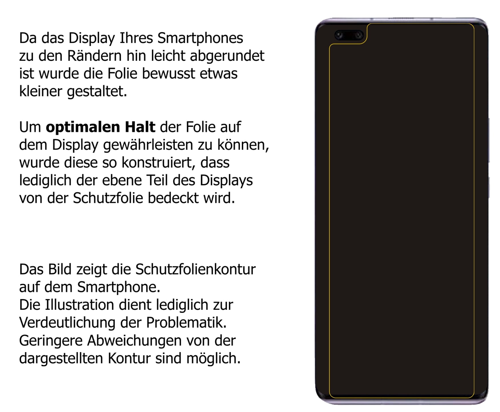 Schutzfolie mit optimaler Passform, zur Verwendung mit Hüllen geeignet