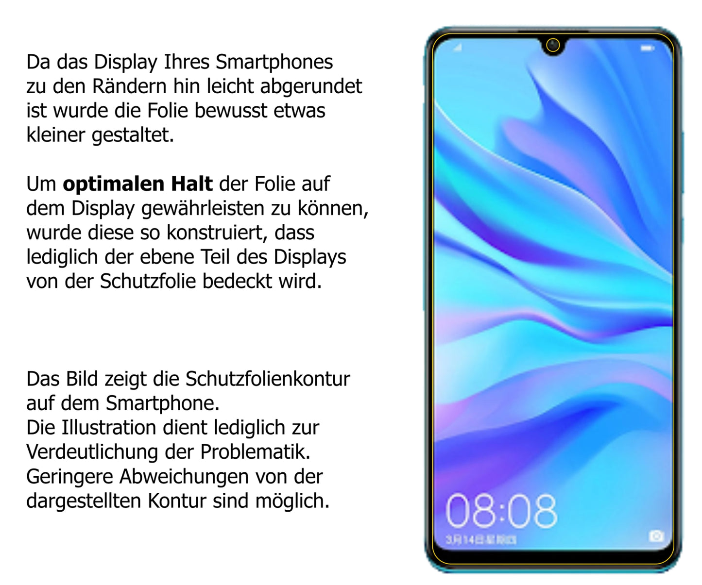 Schutzfolie mit optimaler Passform, zur Verwendung mit Hüllen geeignet