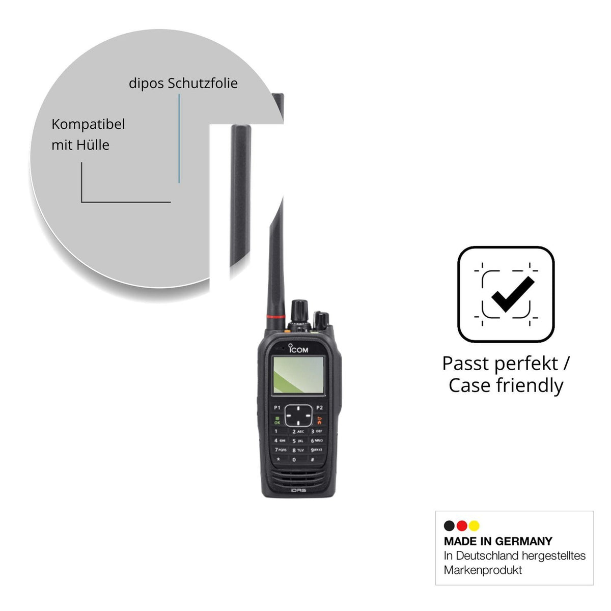 Schutzfolie mit optimaler Passform, zur Verwendung mit Hüllen geeignet