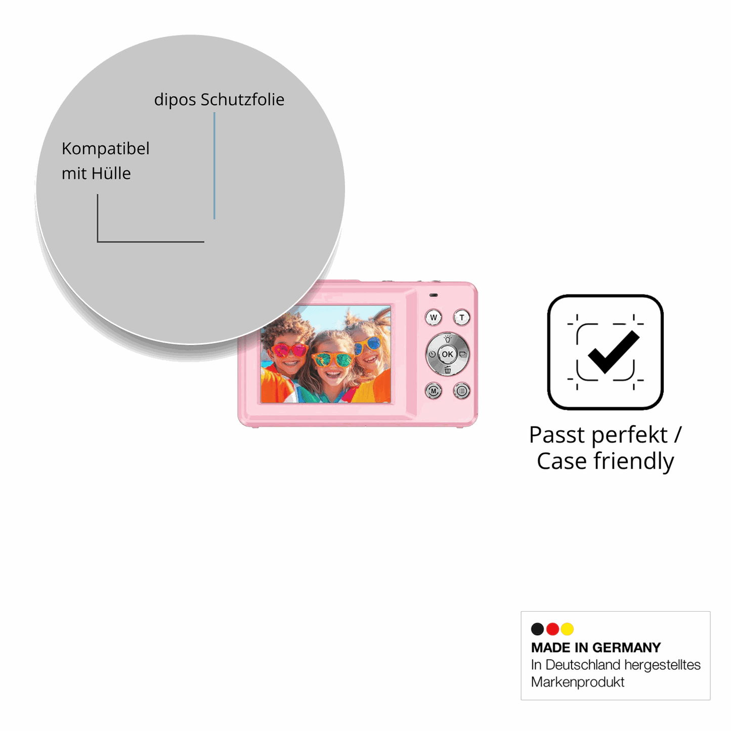 Schutzfolie mit optimaler Passform, zur Verwendung mit Hüllen geeignet
