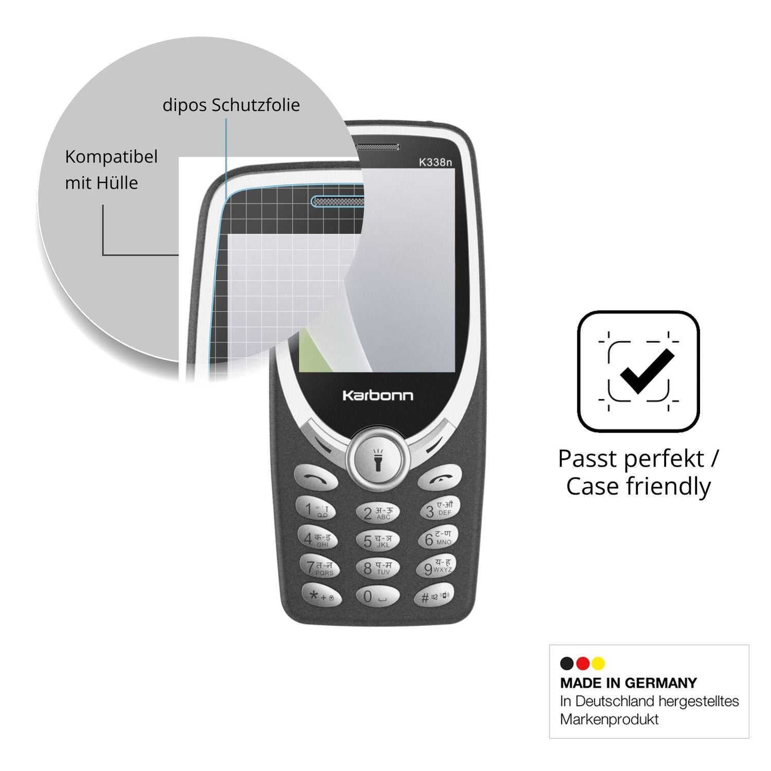 Schutzfolie mit optimaler Passform, zur Verwendung mit Hüllen geeignet