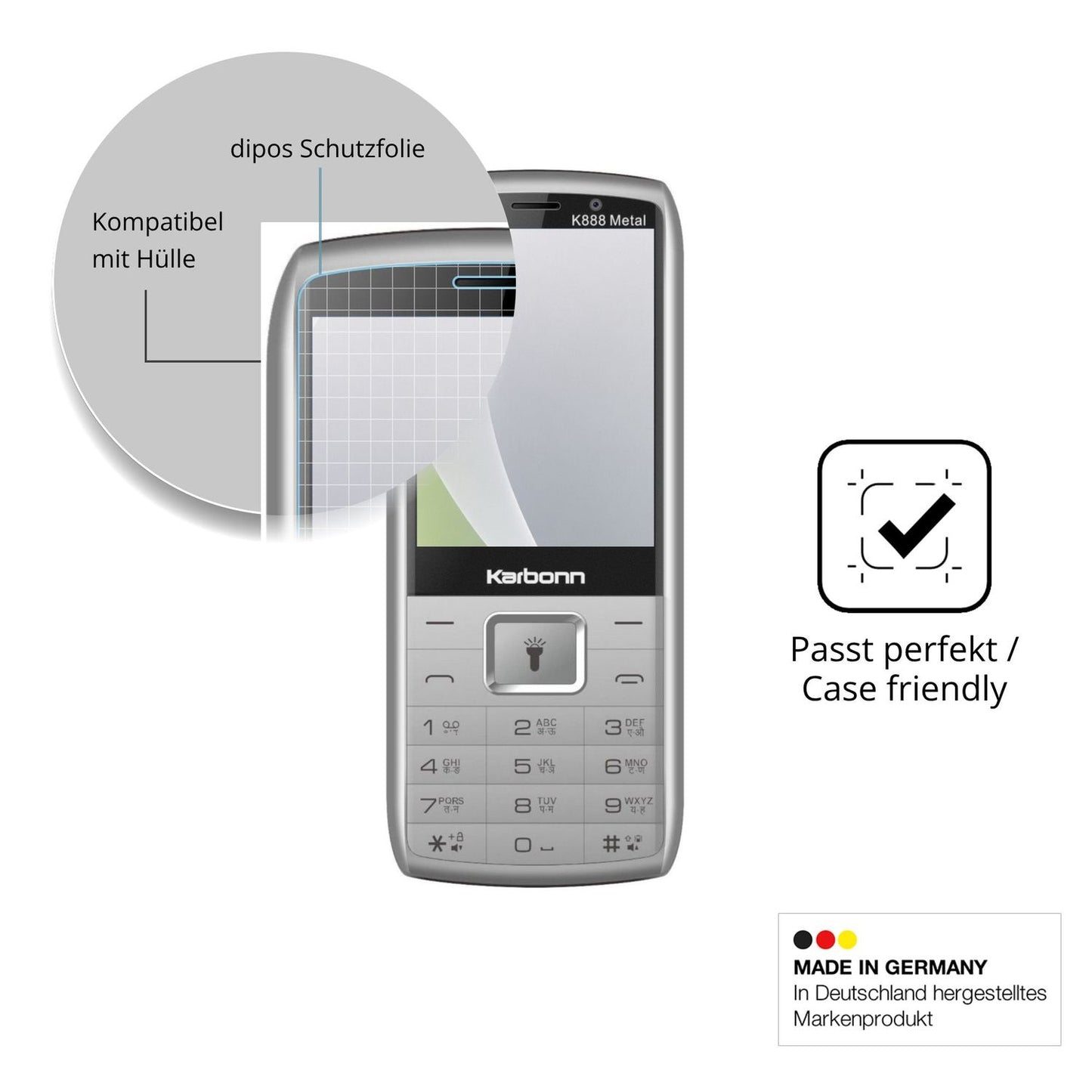 Schutzfolie mit optimaler Passform, zur Verwendung mit Hüllen geeignet