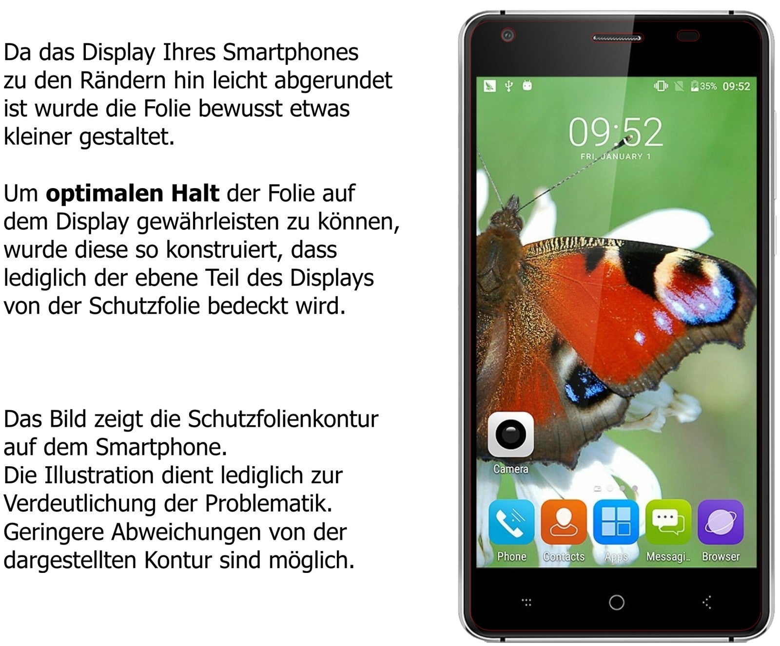 Schutzfolie mit optimaler Passform, zur Verwendung mit Hüllen geeignet